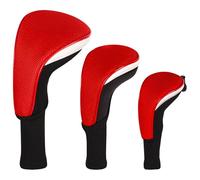 Aislor Fundas Protectoras Creativas Para Palos De Golf, Aptas Para Maderas Principales, Maderas Intermedias Y Palos Híbridos Juego de 3 piezas de malla roja y blanca Talla única