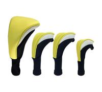 Aislor Fundas Protectoras Creativas Para Palos De Golf, Aptas Para Maderas Principales, Maderas Intermedias Y Palos Híbridos Amarillo Blanco 135UT Juego de 4 piezas Talla única