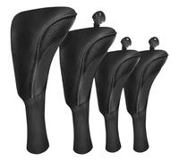 Aislor Fundas Protectoras Creativas Para Palos De Golf, Aptas Para Maderas Principales, Maderas Intermedias Y Palos Híbridos Juego de 4 piezas negras Talla única