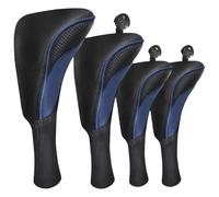 Aislor Fundas Protectoras Creativas Para Palos De Golf, Aptas Para Maderas Principales, Maderas Intermedias Y Palos Híbridos Juego de 4 piezas en negro y azul Talla única