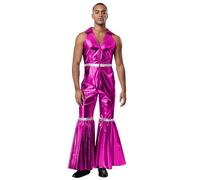 Aislor Hombre Traje Disco Halloween Traje Jazz Y Hip Hop Ropa Los Años 70 Y Fiesta Festival De Música Rosa oscuro XXL