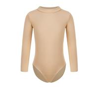 Aislor Leotardos De Gimnasia Para Niñas Traje Bailarina Manga Larga Body Clásico Traje Térmico Cálido Para Entrenamiento Cuello alto color nude 8-9 años