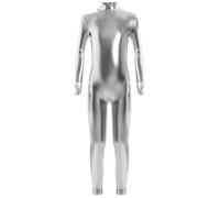 Aislor Maillot Brillante De Danza Manga Larga Para Niñas Leotardo De Yoga Gimnasia Body De Una Pieza Body Clásico De Bailarina Actuación Plateado 8-10 años