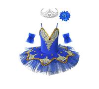 Aislor Maillot de Danza Ballet Niñas Vestido TuTú Malla con Corona Leotardo Monos de Baile Princesa Traje de Ballet Patinaje Artístico Chica Ropa de Bailarina Infantil Azul oscuro 7-8 años