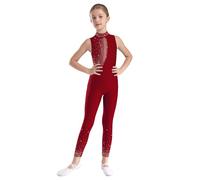 Aislor Maillot De Gimnasia Rítmica Para Niña Mono De Danza Moderna De Malla Transparente Jumpsuit Elástico Disfraz De Bailarina borgoña 7-8 años