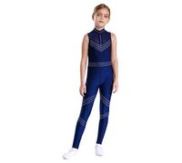 Aislor Mono De Danza Gimnasia Deportiva Para Niña Maillot De Patinaje Artístico Mono De Una Pieza Disfraz De Bailarina Actuación Azul marino 9-10 años