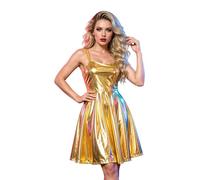 Aislor Mujer Vestido Largo con Aspecto Cuero Mojado De Noche para Y2K Club | Color Sólido,Longitud Midi,Cuello Corazón,Fin De Semana,Discoteca,Festival Música,Noche Cita,Vestido Boda Niña 10 Años