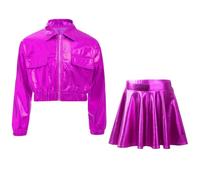 Aislor Niña Traje De Baile De Jazz Streetwear Conjuntos Trajes Deportivos Púrpura 11-12 años