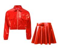Aislor Niña Traje De Baile De Jazz Streetwear Conjuntos Trajes Deportivos Rojo 5-6 años