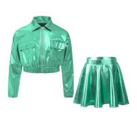 Aislor Niña Traje De Baile De Jazz Streetwear Conjuntos Trajes Deportivos Verde claro 13-14 años