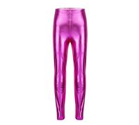 Aislor Niñas Pantalones Leggings Metalizados Pants Leotardos Brillantes Leggings Brillo de Danza Baile Moderna Pantalones Leotardos de Gimnasia Deporte Actuación Rosa 10-12 años