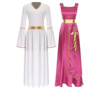 Aislor Vestido Baile De Adoración Litúrgico para Mujer Túnica Litúrgica Vestido De Alabanza Iglesia Disfraz De Danza Cristiana Hot Pink&White L