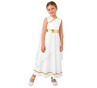 Aislor Vestido De Diosa Griega para Niñas Vestido Largo De Princesa Disfraz De Atenea Disfraces De Fiesta Temática Cosplay Carnaval Halloween Blanco 7-8 años