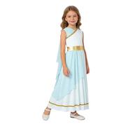 Aislor Vestido De Diosa Griega para Niñas Vestido Largo De Princesa Disfraz De Atenea Disfraces De Fiesta Temática Cosplay Carnaval Halloween Azul Claro 9-10 años