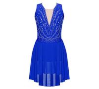 Aislor Vestido De Patinaje Artístico para Niña Sin Manga Vestido De Ballet De Gasa Traje Deportiva Ropa De Baile Fiesta Actuación Azul Real A 11-12 años