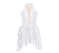 Aislor Vestido De Patinaje Artístico para Niña Sin Manga Vestido De Ballet De Gasa Traje Deportiva Ropa De Baile Fiesta Actuación Blanco 9-10 años