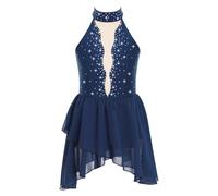 Aislor Vestido De Patinaje Artístico para Niña Sin Manga Vestido De Ballet De Gasa Traje Deportiva Ropa De Baile Fiesta Actuación Azul Marino 5-6 años