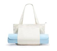 Aisny Bolsa de Yoga para Mujer, Bolsa para Colchoneta de Yoga, Bolsa Tote Plegable, Bolsa Deportiva, Bolsa de Viaje, Impermeable para Gimnasio de Yoga, Natación, Compras-Beige