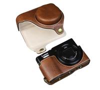 Aisnyho Funda protectora de piel sintética desmontable para cámara Panasonic Lumix DC-TZ99, con correa ajustable para el hombro, café, Funda protectora de poliuretano