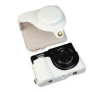 Aisnyho Funda protectora de piel sintética desmontable para cámara Panasonic Lumix DC-TZ99, con correa ajustable para el hombro, White, Funda protectora de poliuretano