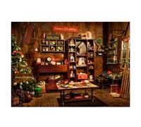 Aisnyho Telón de fondo de Navidad para el taller de Papá Noel, regalo rústico, vintage, escena de casa, fondos de Navidad para fotografía, decoración de fiesta familiar, retrato de Año Nuevo (7 x 5
