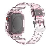 AISPORTS Compatible con Apple Watch Correa de 41mm con Estuche Protector, Transparente de Cristal Suave TPU de Silicona Resistente Armor Shell Carcasa Protectora con Correa para iWatch Serie 7 41mm