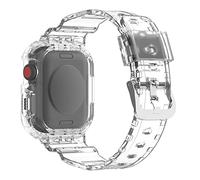 AISPORTS Compatible con Apple Watch Correa de 41mm con Estuche Protector, Transparente de Cristal Suave TPU de Silicona Resistente Armor Shell Carcasa Protectora con Correa para iWatch Serie 7 41mm