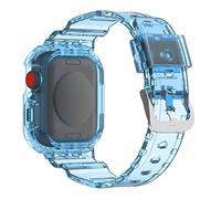 AISPORTS Compatible con Apple Watch Correa de 45mm con Estuche Protector, Transparente de Cristal Suave TPU de Silicona Resistente Armor Shell Carcasa Protectora con Correa para iWatch Serie 7 45mm