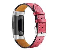 AISPORTS Compatible con Fitbit Charge 3/Fitbit Charge 4 Correa de Cuero, Cuero Suave y Transpirable Pulsera Deportiva de Metal Pulsera con Hebilla Clásica Correa de Reemplazo para Fitbit Charge 3/4