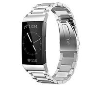 AISPORTS Compatible con Fitbit Charge 3/Fitbit Charge 4 Correas Acero Inoxidable para Mujeres Hombres,Pulsera Deportiva Sólida Ajustable con Hebilla de Metal Correa de Repuesto para Fitbit Charge 3/4