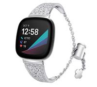 AISPORTS Compatible con Fitbit Sense/Fitbit Versa 3 Correa para Mujer, Delgado Crystal Bling Glitter Diamante Correa con Hebilla Clásica de Metal Correa de Repuesto para Fitbit Sense/Fitbit Versa 3