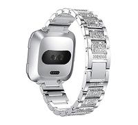 AISPORTS Compatible con Fitbit Sense Strap/Fitbit Versa 3 Correa para Mujer,Crystal Bling Glitter Diamond Rhinestone Joyas Pulsera de Metal Pulsera Correa de Repuesto para Fitbit Sense/Fitbit Versa 3