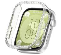 AISPORTS Paquete de 2 Fundas Compatibles con Huawei Watch Fit 3, Carcasa Rígida de Policarbonato con Borde de Parachoques y Marco de Diamante de Cristal Funda Protectora para Huawei Watch Fit 3