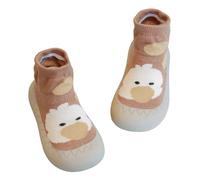 Aisprts Zapatos de Calcetines Bebé Zapatos Primeros Pasos Antideslizantes Unisex, Lindos Calcetines de Niño de Dibujos Animados con Suela, T1 Café, 6-12 Meses