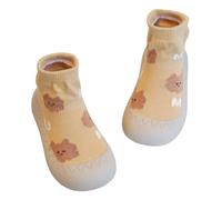 Aisprts Zapatos de Calcetines Bebé Zapatos Primeros Pasos Antideslizantes Unisex, Lindos Calcetines de Niño de Dibujos Animados con Suela, T1 Marrón, 6-12 Meses