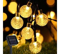 Aisutha Cadena de luces solares para exteriores, 8 m, 40 LED, 8 modos, bolas de cristal, resistente al agua, IP65, cadena de luces solares para jardín, terraza, balcón, boda