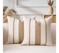 Aisybaklyn Algodón Lino Fundas de Cojines 45x45 cm 2 Piezas Boho Chic Decoracion Marrón Funda Cojin Sofa Textura Tejida Decoracion Hogar Moderno para Sofá Cama Silla Habitacion Oficina Salón