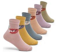 Aisyee Calcetines de algodón sin costuras para niños, calcetines coloridos de un cuarto, paquete múltiple, 6 pares, Mix Fox 8107G, 5-7 años
