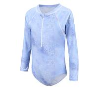 Aisyee Traje de baño de Manga Larga para niñas, Traje de baño Hawaiano de una Pieza, Traje de baño de Playa para niñas, Traje de baño de 5 a, Ice Crystal Violet, 11-12 Años