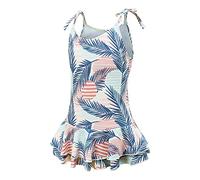 Aisyee Traje de baño de una pieza para niñas, Palmera Floral, 13-14 Años