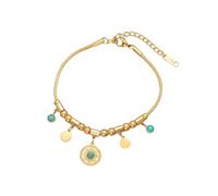 Aisza Pulseras de eslabones dorados para mujer, no se deslustran, pulsera de eslabones de circonita cúbica para ella, Thin, Titanio, Circonita cúbica