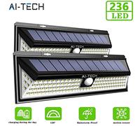 Aitech Luz Solar 118 Led Sensor De Movimiento 270° IluminaciòN 1200Lm Impermeable IP 7 Luz Solar Exterior Jardin sùper Brillante con 3 Modos de iluminaciòn Opcionales *2PZ