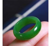 AITEKODVG Natural Green Hetian Jade Ring Jasper Amulet Fashion Jewelry Jewelry Crafts Talled Crafts For Women Men (Tamaño del anillo: 12)