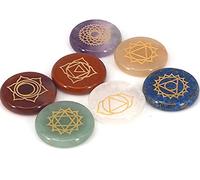 AITELEI 7 piedras de chakra, cristal curativo Reiki con símbolos de chakra grabados, equilibrio holístico, piedras de palma pulidas, piedras para el pulgar, terapia de cristal