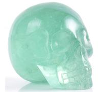AITELEI Estatua de calavera tallada a mano de 5 cm, piedra de cristal curativa, estatua de calavera humana de Reiki (fluorita verde)