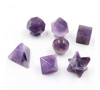 AITELEI Piedras Naturales Curación Cristal de Chakra Piedras Sólidos platónicos Conjunto de geometría Decoración para el hogar 7 Chakra/Amatista/Cristal Blanco