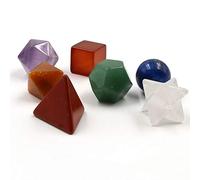 AITELEI Piedras Naturales Curación Cristal de Chakra Piedras Sólidos platónicos Conjunto de geometría Decoración para el hogar 7 Chakra/Amatista/Cristal Blanco