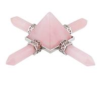 AITELEI Pirámide de cuarzo rosa generador energético reiki chakra piedra de cristal curativa, piedra de cuarzo de roca punto pirámide cuatro direcciones Reiki, Wicca y energía