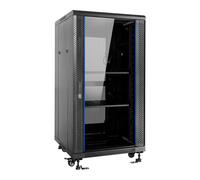 Aiten Data Armario Rack de Suelo 19" 22U 600 x 800 x 1166 mm Montado con Accesorios: 2 Bandejas Fijas, 4 Ventiladores 120 mm, 1 PDU con 8 Puertos de 1U, Patas, Ruedas y Llaves