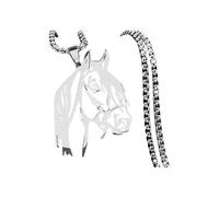AITENME Collar con colgante de cabeza de caballo, accesorios de joyería de moda, acero inoxidable, regalo creativo, colgante de animales, collar título, Acero inoxidable, No es una piedra preciosa